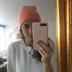 Free People coral peach beanie